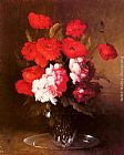 Vase Canvas Paintings - Pink Peonies and Poppies in a Glass Vase